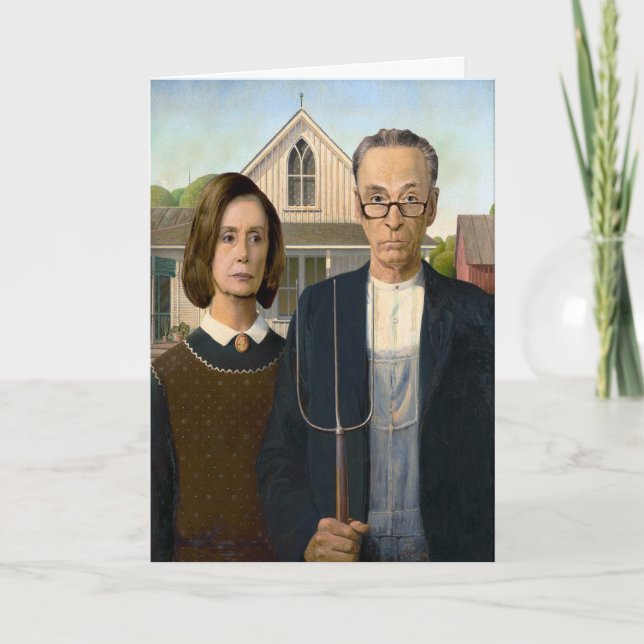 Cartão De Festividades Pelosi e Schumer American Holiday Card (Frente)
