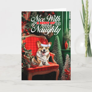 Cartão De Festividades Pembroke Welsh Corgi Cachorro de Natal Bela