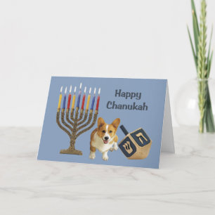 Cartão De Festividades Pembroke Welsh Corgi Chanukah Card Menorah Dreidel