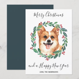 Cartão De Festividades Pembroke Welsh Corgi Dog Elegante Feliz Natal
