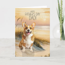 Cartão De Festividades Pembroke Welsh Corgi Dog Sunset Beach Father's Day