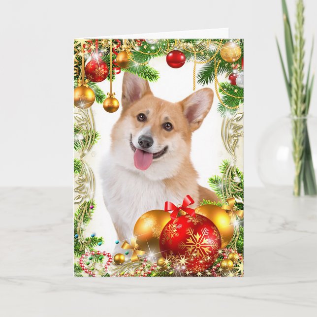 Cartão De Festividades Pembroke Welsh Corgi Natal (Frente)