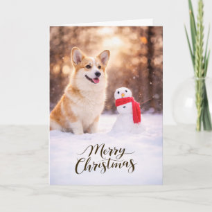 Cartão De Festividades Pembroke Welsh Corgi Papai Noel de Neve