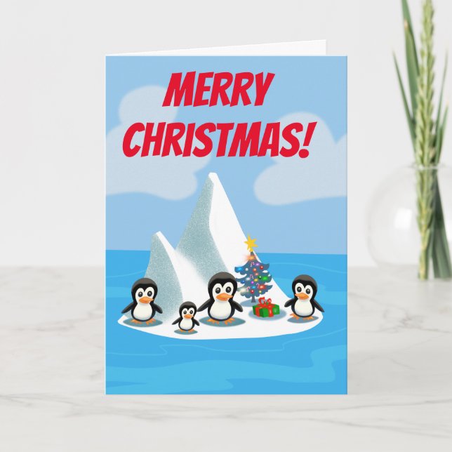 Cartão De Festividades Penguin Christmas (Frente)