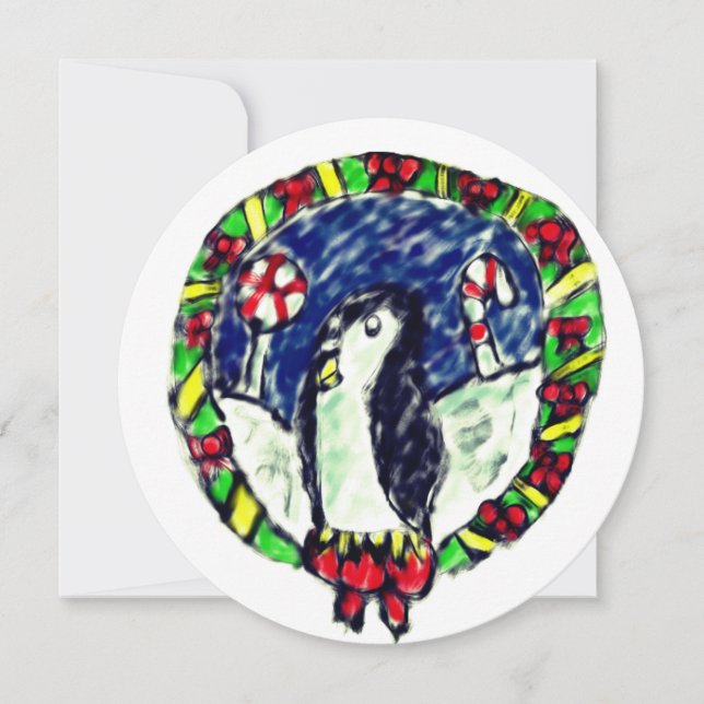 Cartão De Festividades penguin Christmas (Frente)