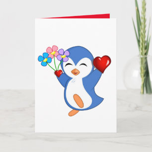 Cartão De Festividades Penguin da placa de saudação do dia de os namora