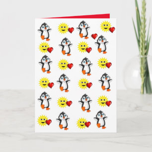 Cartão De Festividades Penguin da placa de saudação do dia de os namora