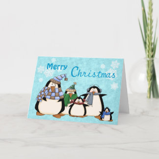 Cartão De Festividades Penguin Family Custom Christmas Card