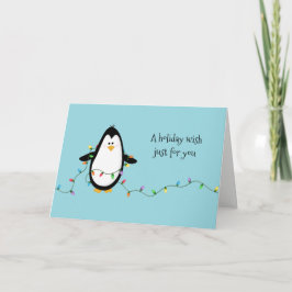 Cartão De Festividades Penguin Fun Holiday Lights Christmas Greeting