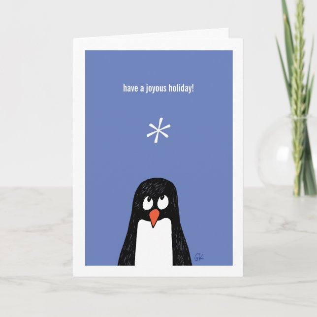 Cartão De Festividades Penguin Have a Joyous Holiday* Card! (Frente)