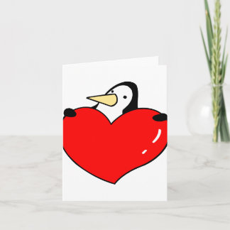 Cartão De Festividades Penguin holding red heart cute design