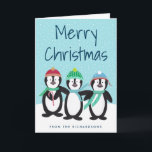Cartão De Festividades Penguin Pals Christmas Greeting Card<br><div class="desc">Send Christmas cheer with this adorable card,  featuring hand painted penguins by Orabella Prints.  All text can be customized!</div>