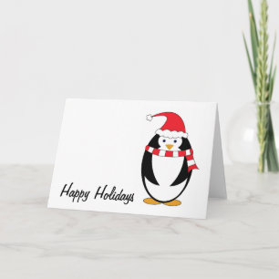 Cartão De Festividades Penguin Red Clothes Holiday Card