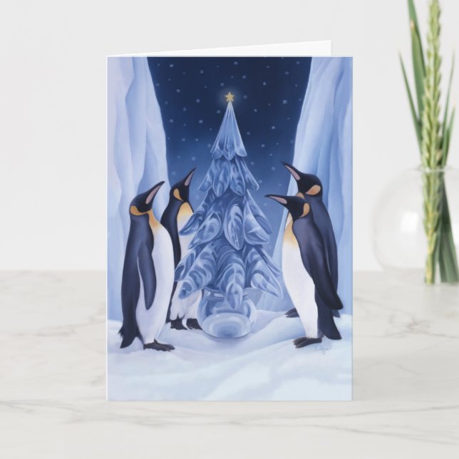 Cartão De Festividades Penguins Holiday Card (Frente)