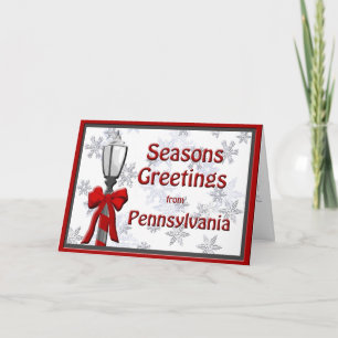 Cartão De Festividades Pennsylvania Seasons Greetings Lamp Snowflake