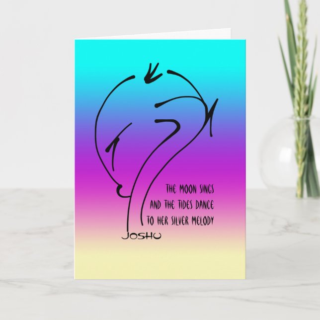 Cartão De Festividades Pensando em você - a lua sobe, as marés dançam (Frente)