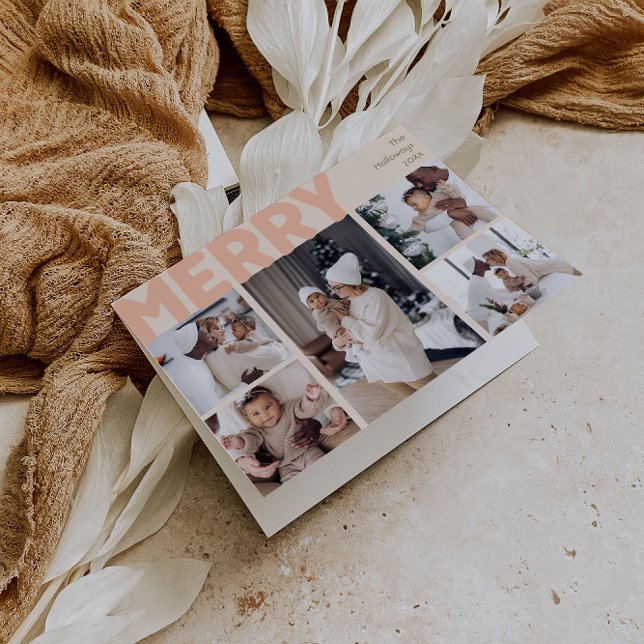 Cartão De Festividades Penteadeira Cinco Dobrada Coral Moderno Ousado (Criador carregado)