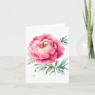 Cartão De Festividades Peony B Retrato Em Feriado De Aquarela E Caneta