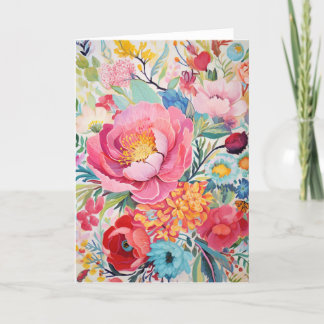 Cartão De Festividades Peony Buquê Bloom Abstrato-Art