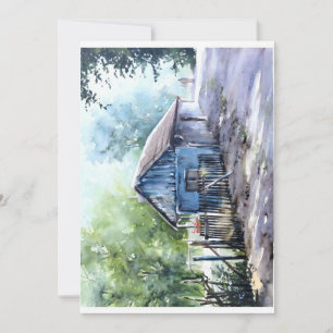 Cartão De Festividades Pequena Casa de Jardim em Aquarelas