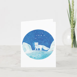 Cartão De Festividades Pequena Ilustração de Raposa Ártica (Vulpes lagopu