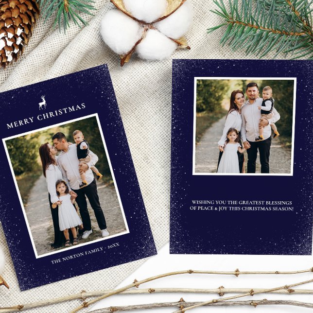 Cartão De Festividades Pequena Reindeer Simples Flocos de Neve Personaliz (Criador carregado)