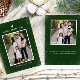 Cartão De Festividades Pequena Reindeer Simples Flocos de Neve Personaliz