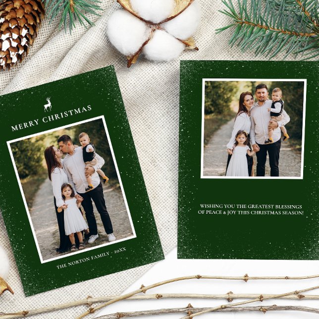 Cartão De Festividades Pequena Reindeer Simples Flocos de Neve Personaliz (Criador carregado)