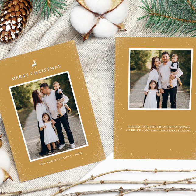 Cartão De Festividades Pequena Reindeer Simples Flocos de Neve Personaliz (Criador carregado)