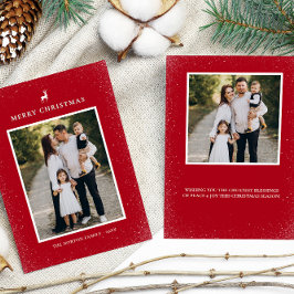 Cartão De Festividades Pequena Reindeer Simples Flocos de Neve Personaliz