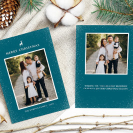 Cartão De Festividades Pequena Reindeer Simples Flocos de Neve Personaliz