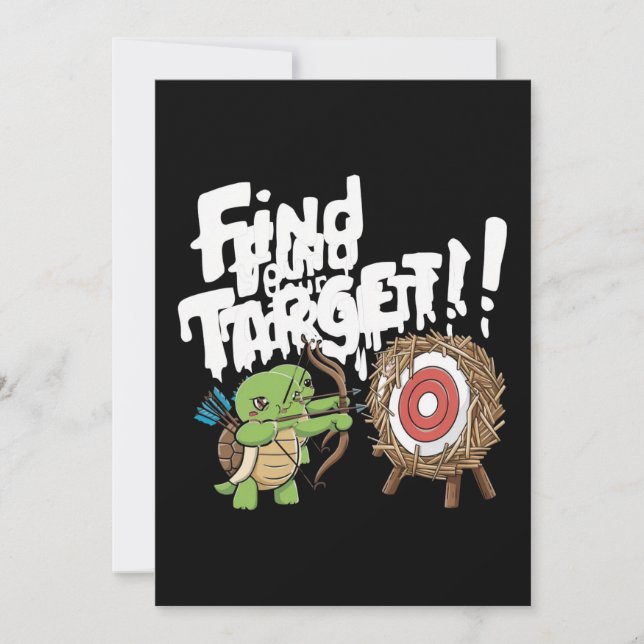 Cartão De Festividades Pequena tartaruga apontando arco e flecha (Frente)