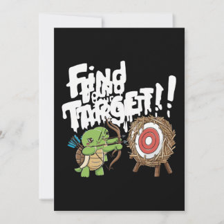 Cartão De Festividades Pequena tartaruga apontando arco e flecha