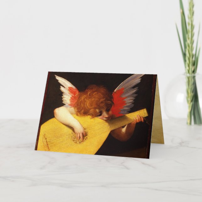 Cartão De Festividades PEQUENO ÂNGULO JOGANDO Fazer DE Música LUTA Cherub (Frente)