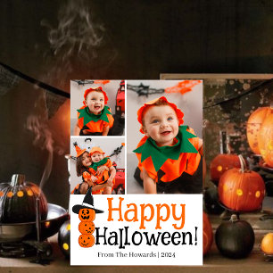 Cartão De Festividades Pequeno Boo! Foto da Família Spooky Cute Halloween