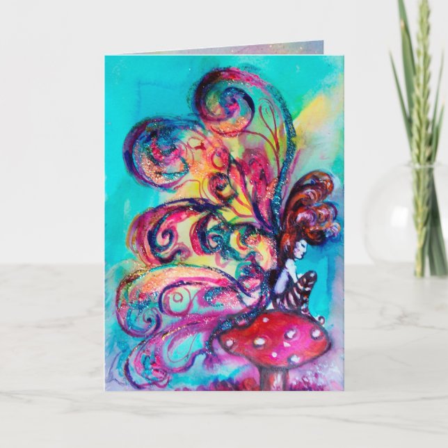 Cartão De Festividades Pequeno Elfo de Cogumelos (Frente)