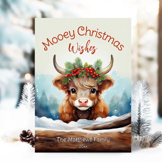 Cartão De Festividades Pequim Vaca Vaca Mooey Farmhouse de Natal