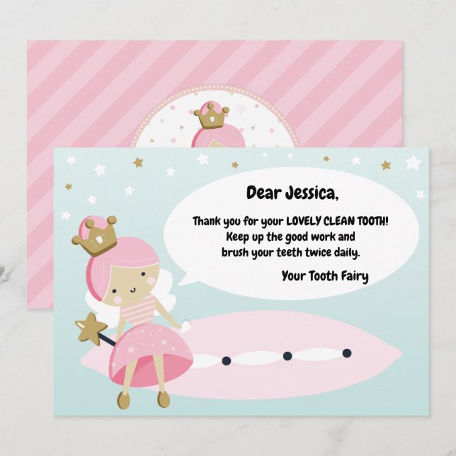 Cartão De Festividades Perdeu a primeira placa do dente. Nota de Visita d (Frente/Verso)