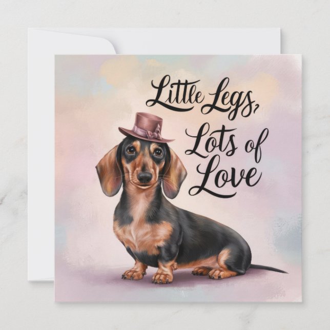 Cartão De Festividades Pernas Pequenas de Dachshund Muito Amor (Frente)