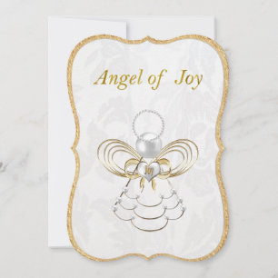 Cartão De Festividades Pérolas e Dourado - Anjo de Natal Metálico da Al