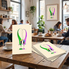 Cartão De Festividades Personagem de desenho animado do coração do Dia do