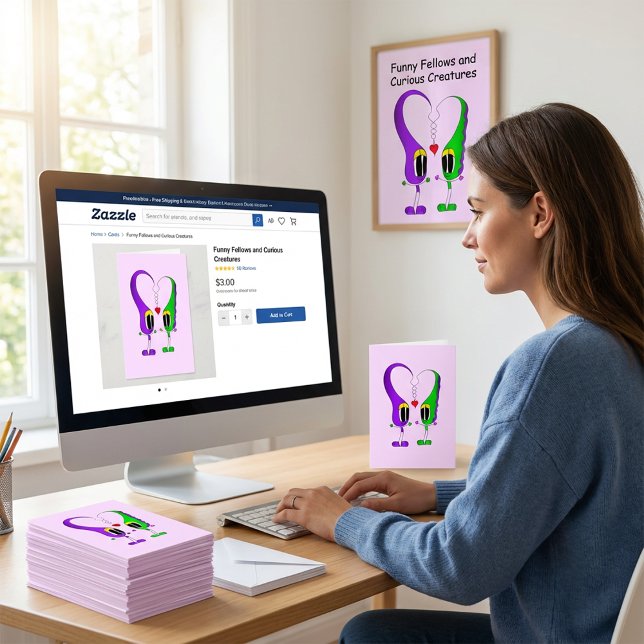 Cartão De Festividades Personagem de desenho animado do Dia dos Namorados (Make sure you order plenty of this awesome card for family, friends and loved ones!)