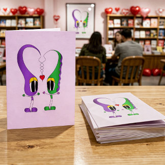 Cartão De Festividades Personagem de Desenho do Dia dos Namorados