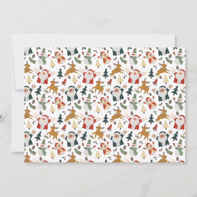 Cartão De Festividades Personagem de Feliz Natal da Folk Art (Frente)