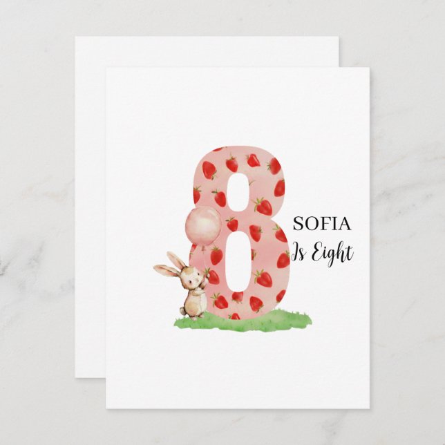 Cartão De Festividades Personalised Bunny 8th Birthday Card Daughter (Frente/Verso)