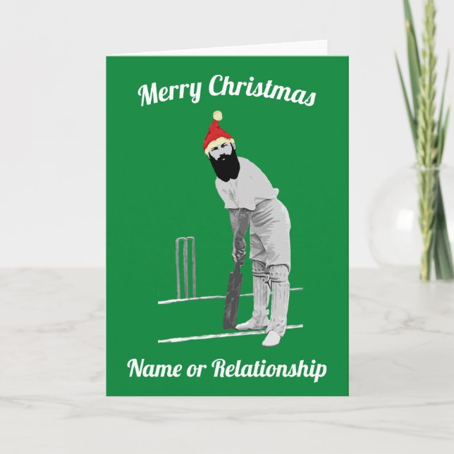 Cartão De Festividades Personalised custom Cricketing Christmas Card (Frente)