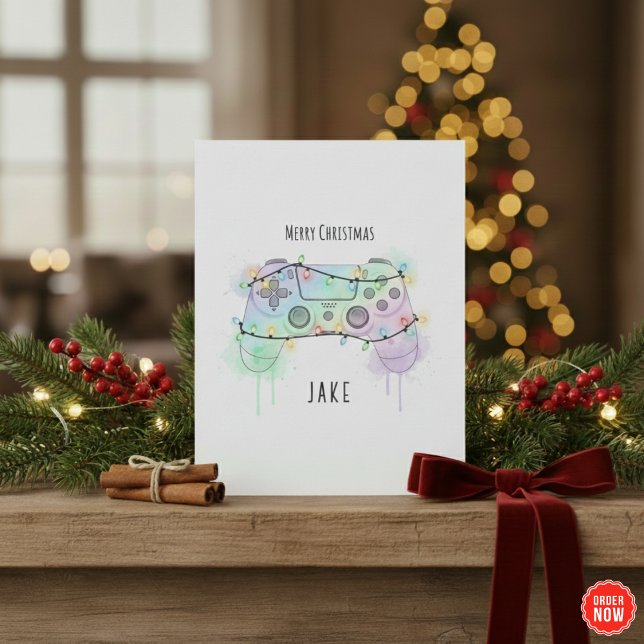 Cartão De Festividades Personalised Gaming Christmas Card for Gamers (Criador carregado)