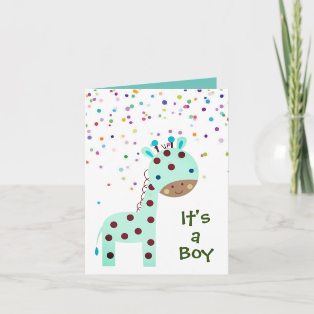 Cartão De Festividades Personalised It's a Boy Card - Giraffe Confetti (Frente)