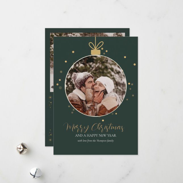 Cartão De Festividades Personalised luxury modern family photo Christmas  (Frente/Verso In Situ)