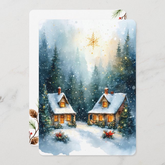 Cartão De Festividades Personalizable Vintage  Flat Holiday Card  (Frente/Verso)
